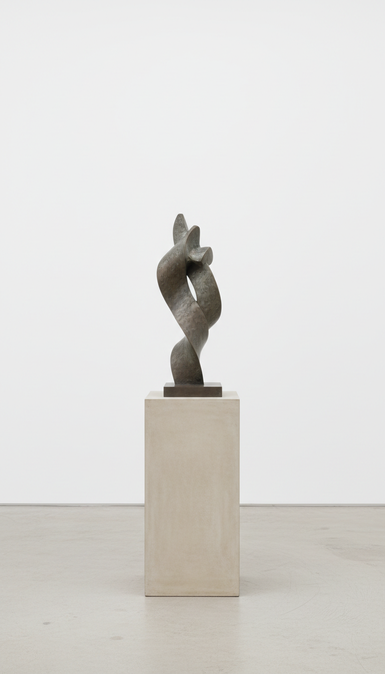 Bronze sculpture on minimalist plinth