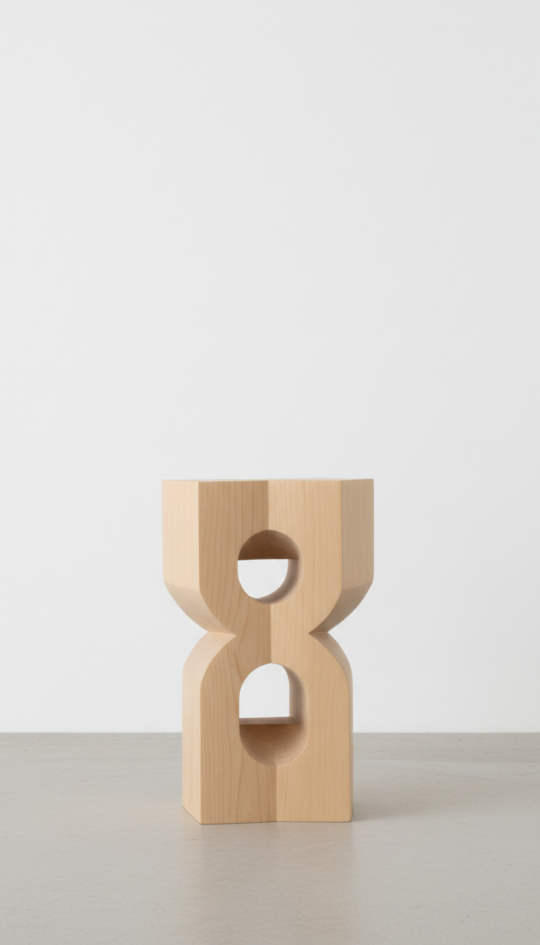 Hand-finished wood sculpture minimalist form