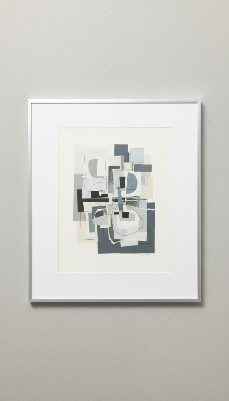 Mixed media print with gallery-white matting